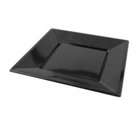 PLATO NEGRO PLÁSTICO 23X23cm. REUTILIZABLE. 