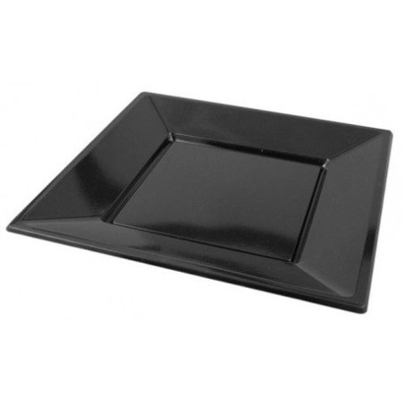 PLATO NEGRO PLÁSTICO 17X17cm. REUTILIZABLE. 