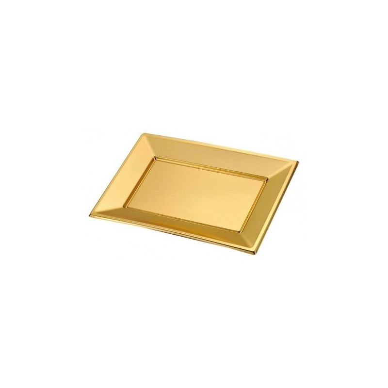 Bandeja reutilizable- Bandeja Plástico rectangular- Bandeja Baratos  Plásticos-Bandeja rectangular color oro