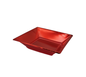Plato desechable- Plato Plástico cuadrado- Platos Baratos Plásticos-Plato  cuadrado color rojo metalizado